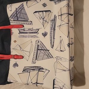 Tory Burch Shoulder Tote - Sailing Nautical - Sailboats